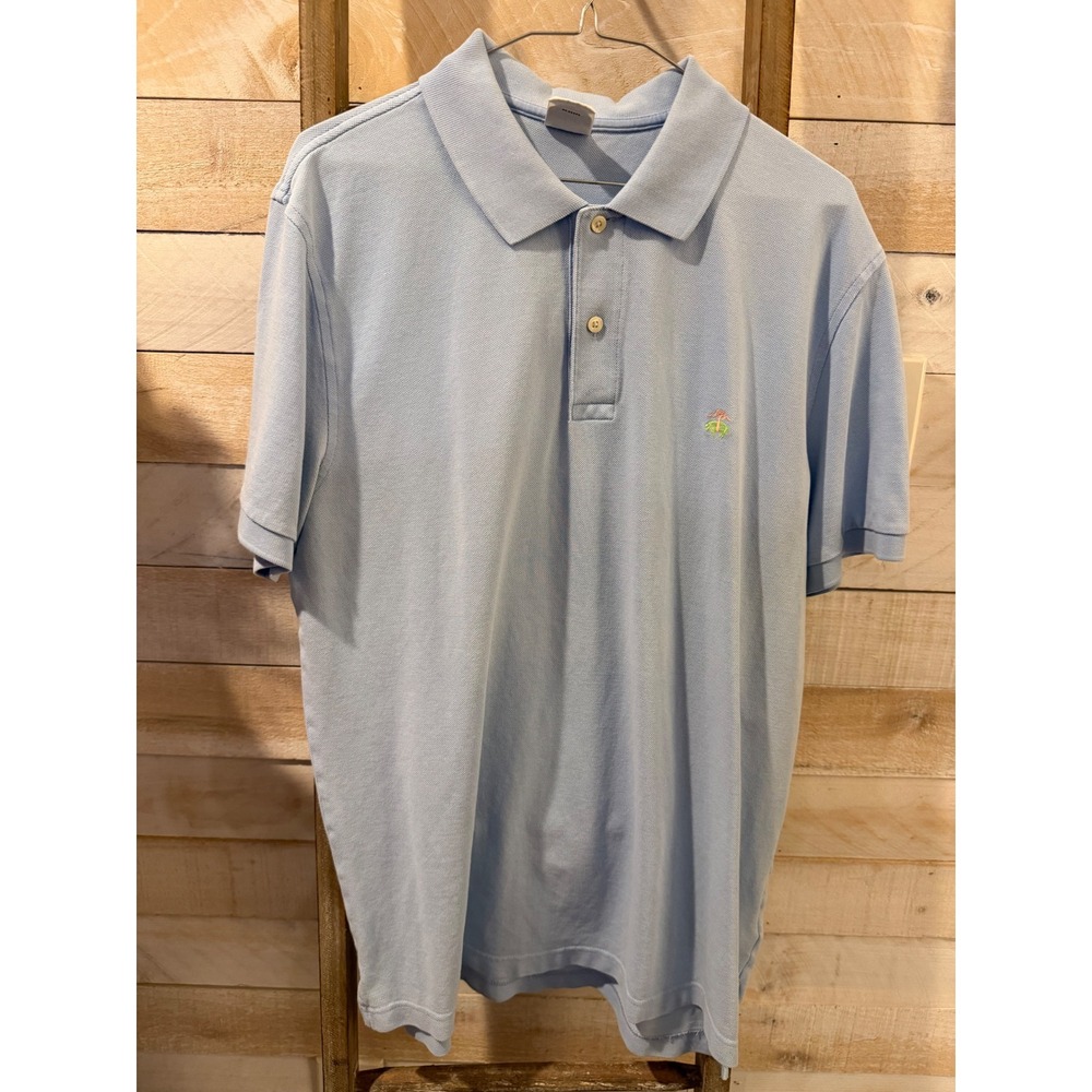 Brooks Brothers Mens XL Slim Fit Performance Polo Supima Cotton Light Blue Logo
